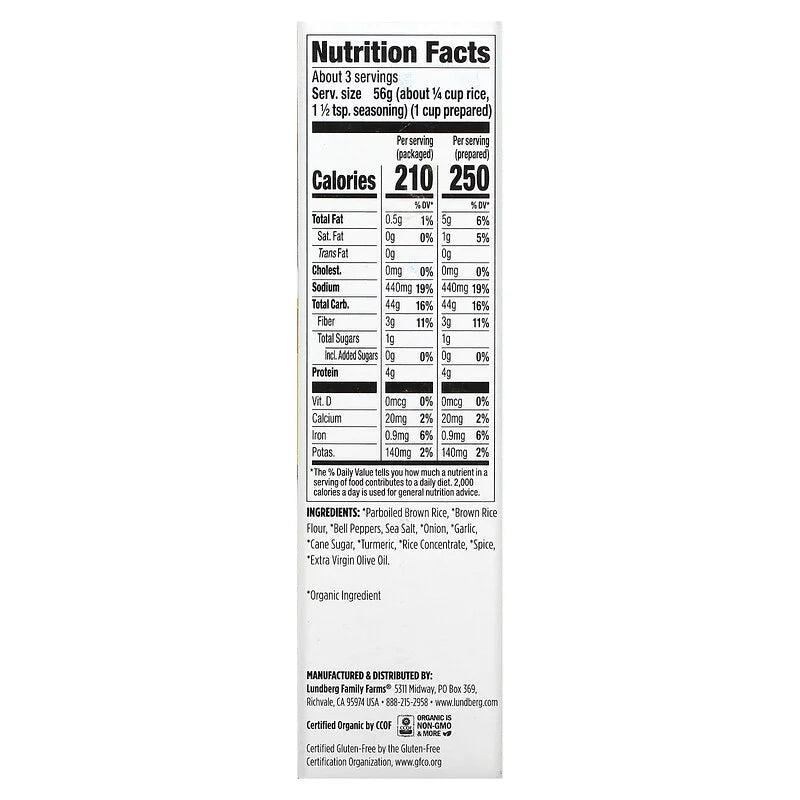 Organic Whole Grain Yellow Rice 6 oz Pack of 4 X61328