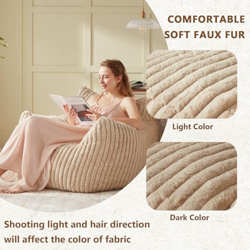 Fuzzy Bean Bag Chair with Armrests E204