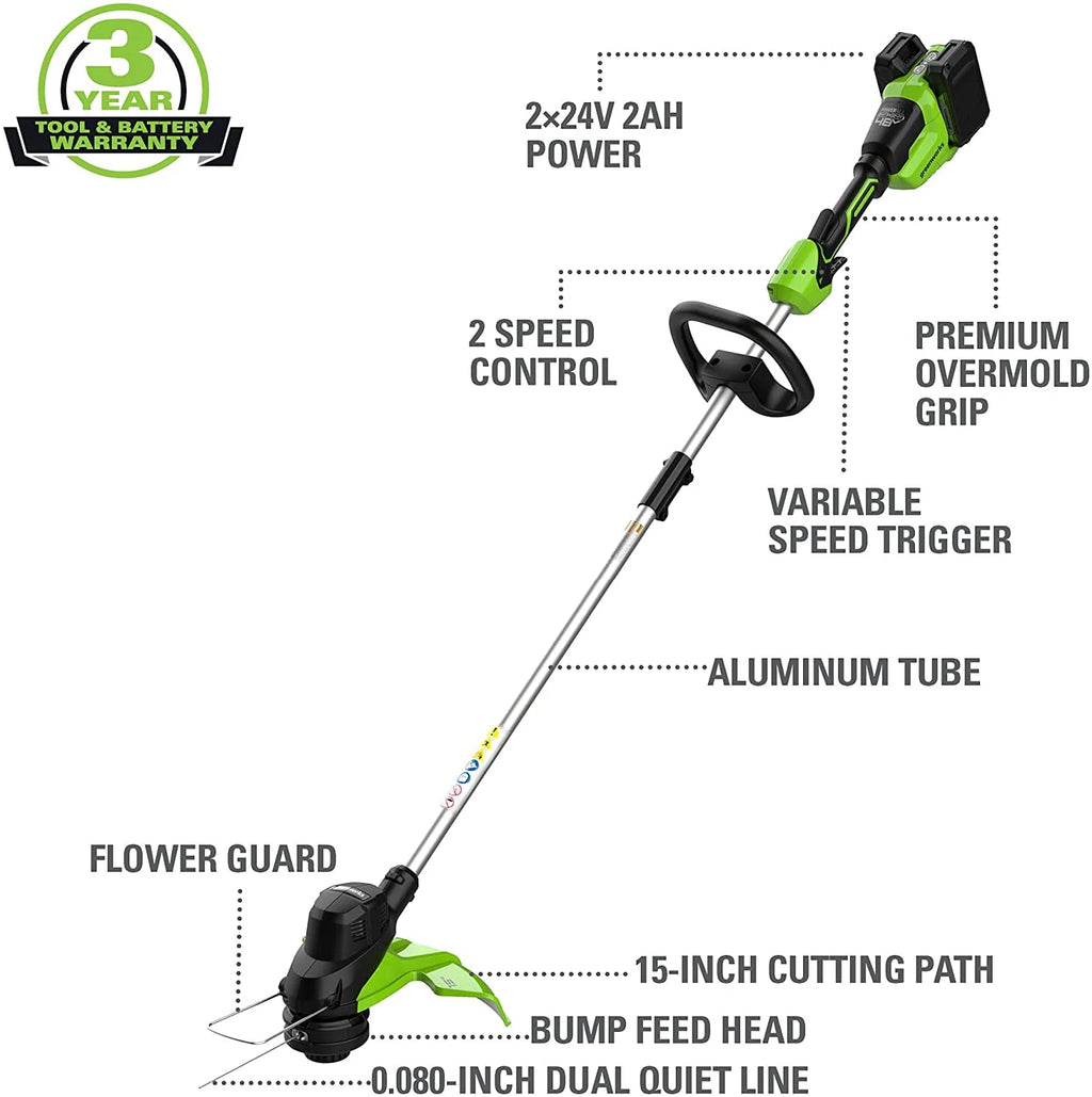 48V 15 Cordless String Trimmer with 2Ah Batteries & Charger B53985