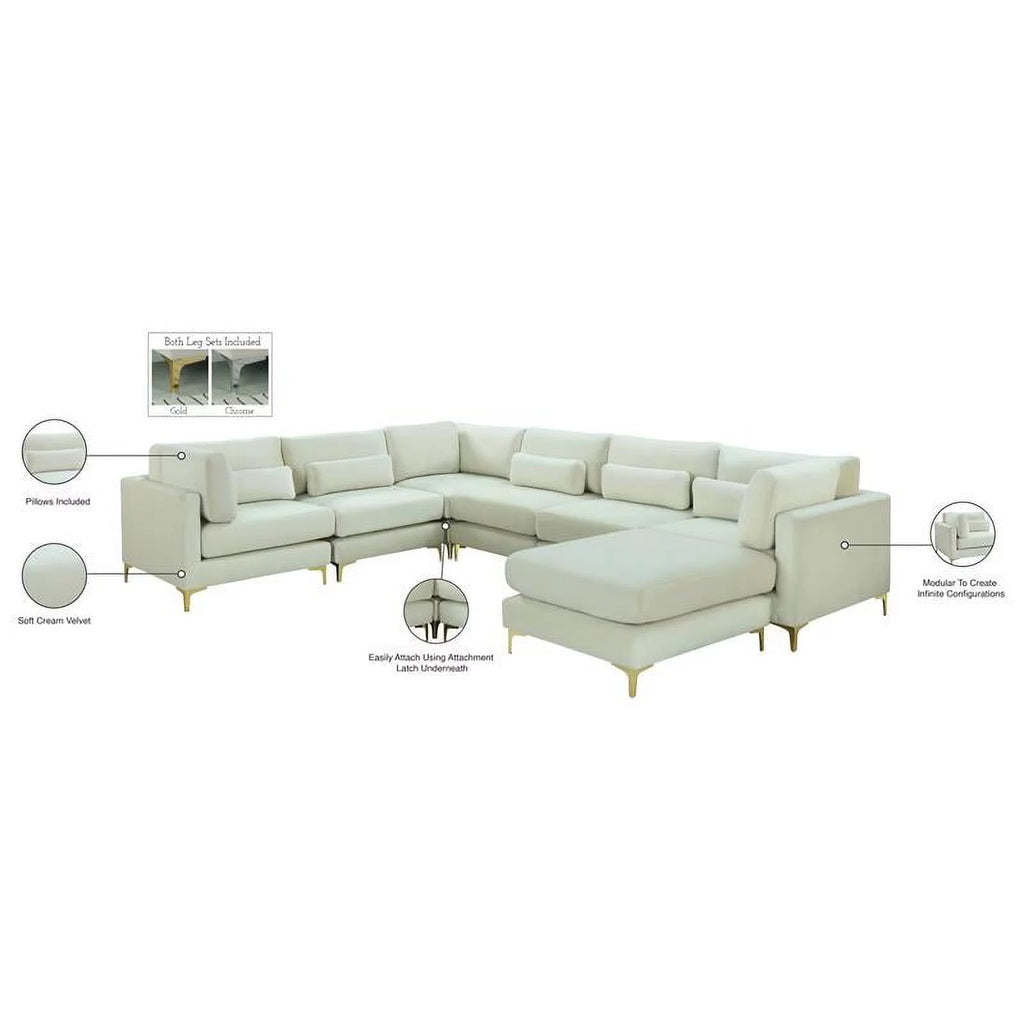 Cream Velvet Modular Sectional U36460