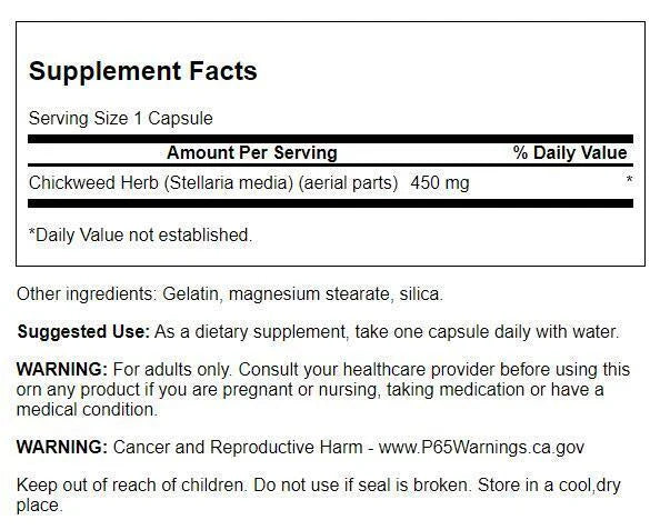 Chickweed Herb 450 mg 180 Capsule M56302