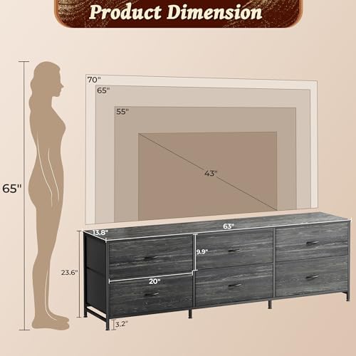 Rustic Brown 6 Drawer Dresser L5822