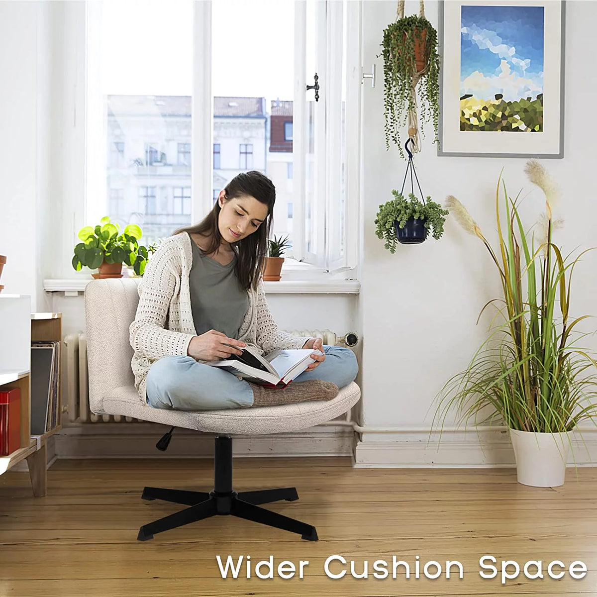 Armless Fabric Padded Swivel Office Chair R870724
