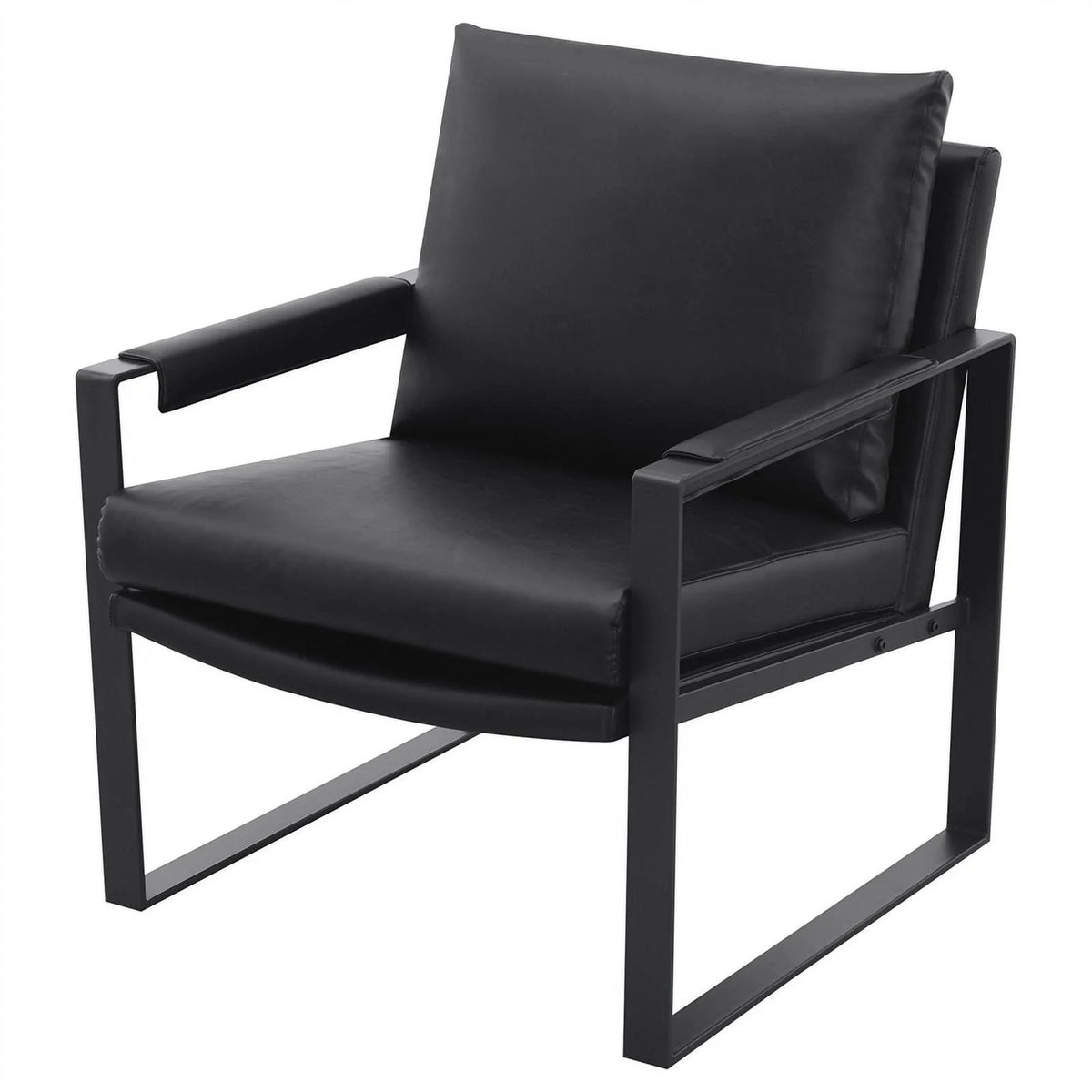 Black Faux Leather Accent Chair with Track Arms L58915