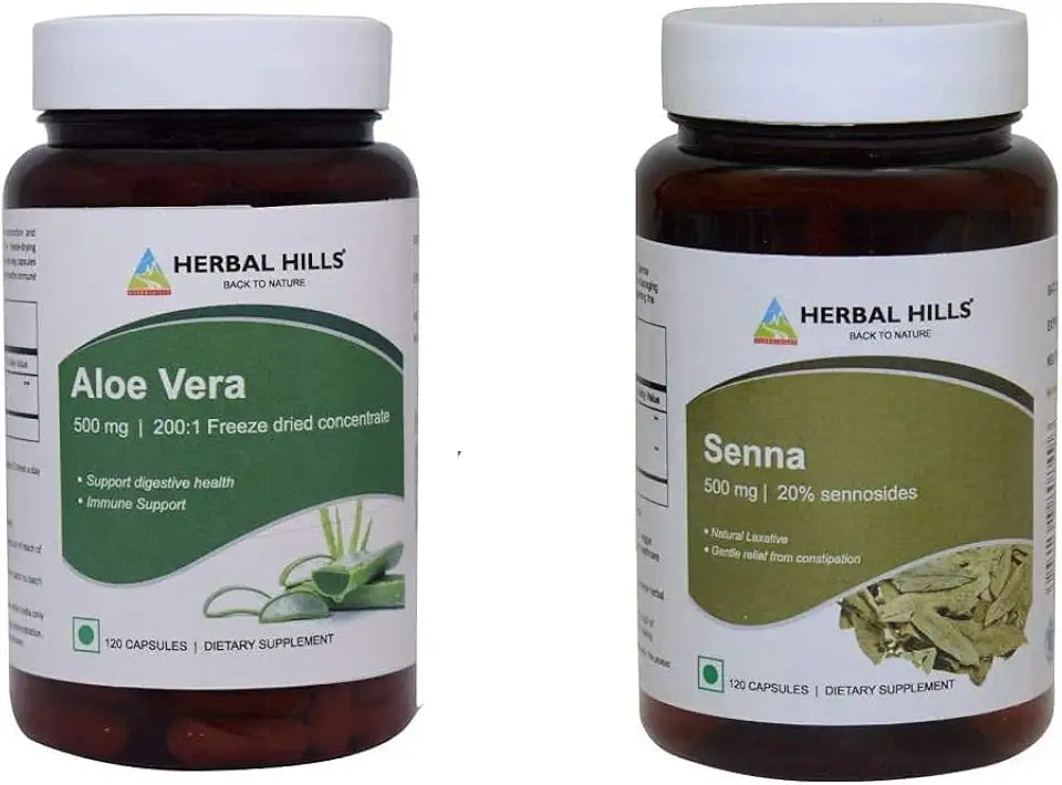 Senna Capsules 120 & Aloe Vera Capsules 120 Count Pack of 2 240 Count B528641
