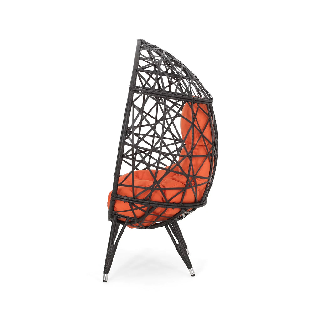 Indoor Wicker Teardrop Chair with Cushion W99464