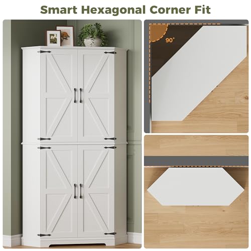 72" 6-Tier Corner Pantry Cabinet with Adjustable Shelves I703395