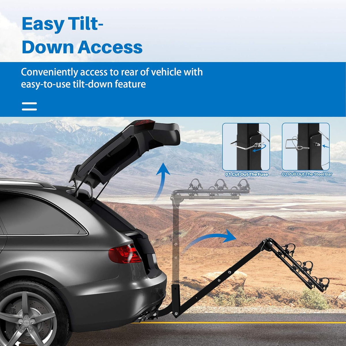 4 Bike Heavy Duty Hitch Mount Bike Rack with Tie Down Strap L448586