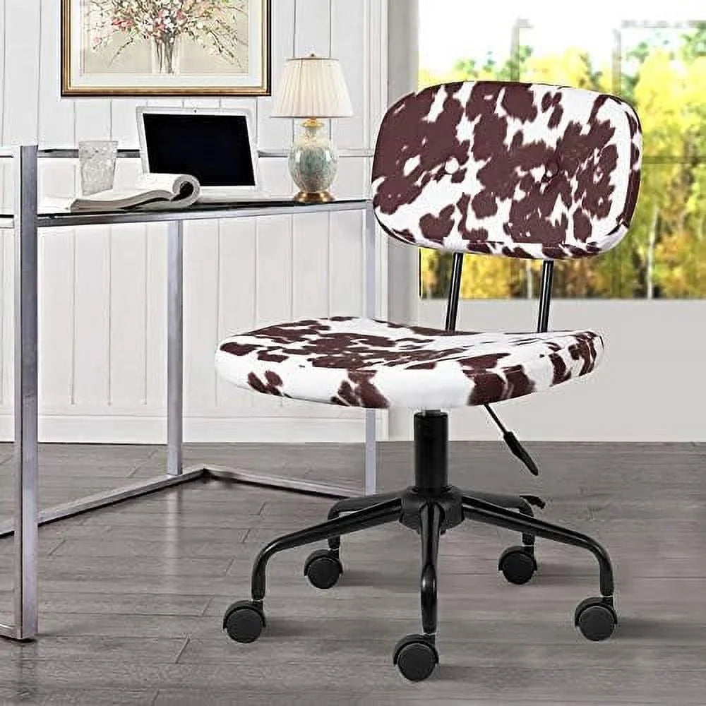 Plush Fabric Cow Print Swivel Office Chair A161430