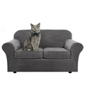 Velvet 3 Piece Stretch Sofa Covers Loveseat Covers Gray D54638