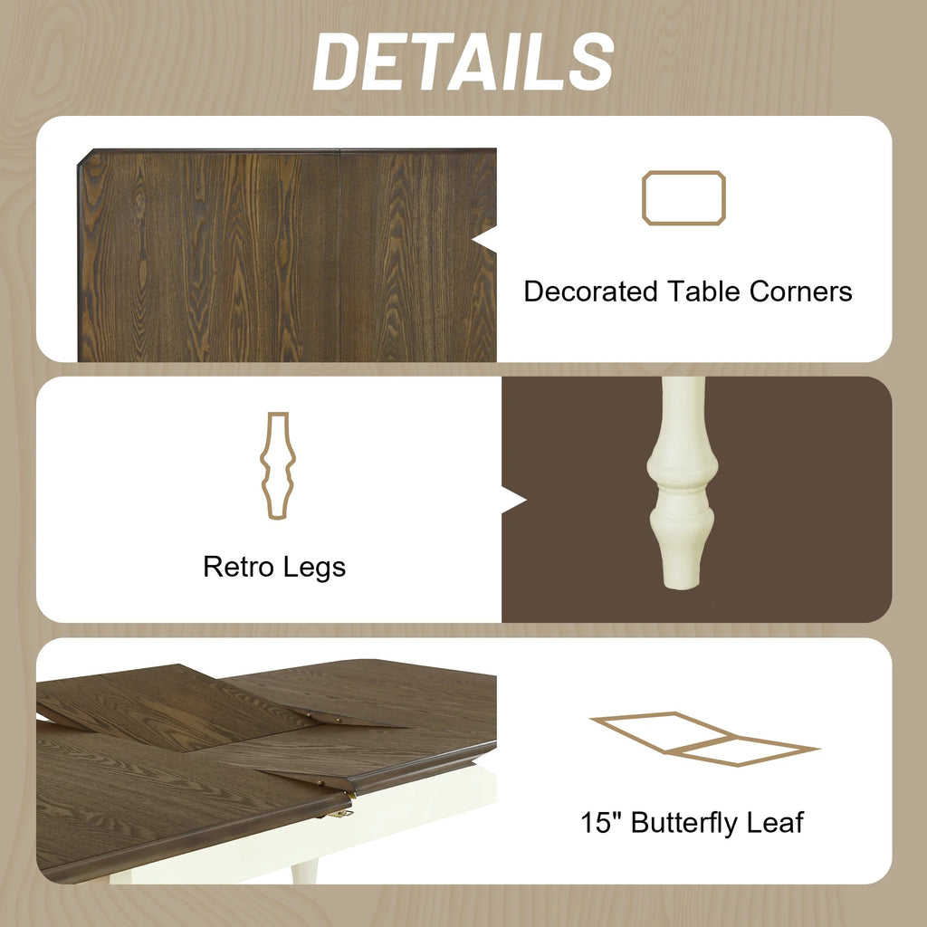 Extendable Dining Table Set with Butterfly Leaf and Upholstered Chairs R7916