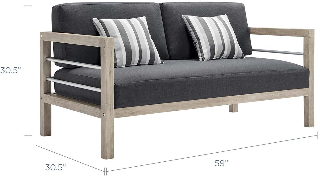 Light Gray Acacia Wood Patio Loveseat X5568
