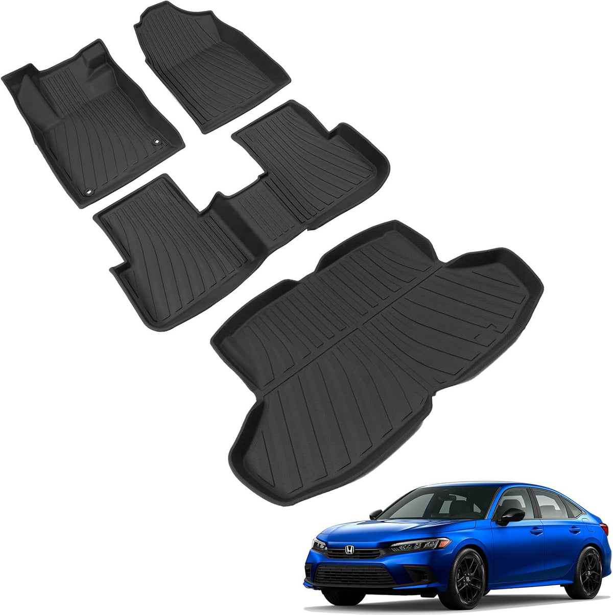 TPE All Weather Floor Mats and Cargo Mat for Honda Civic Sedan M28914