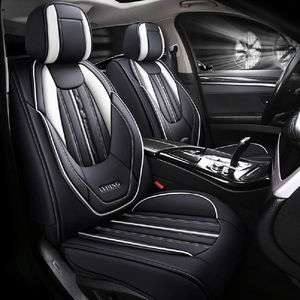 Black PU Leather Car Seat Covers 5 Seats Full Set R60235