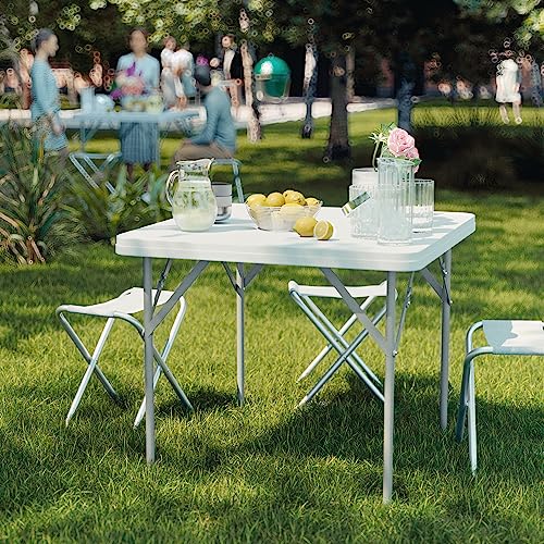 5' White Plastic Folding Training Table Q18731