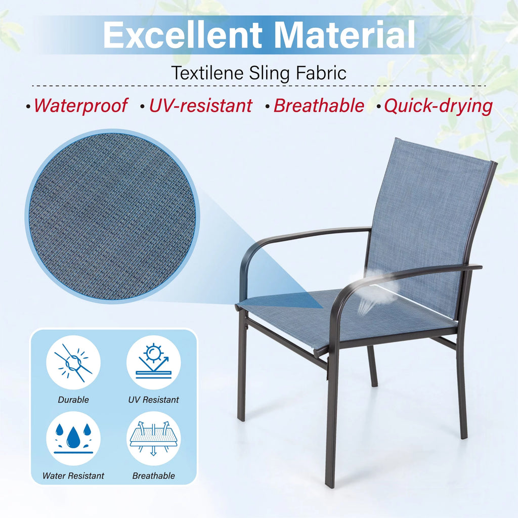 7 Piece Patio Dining Set with Blue Textilene Chairs and Rectangular Table L184