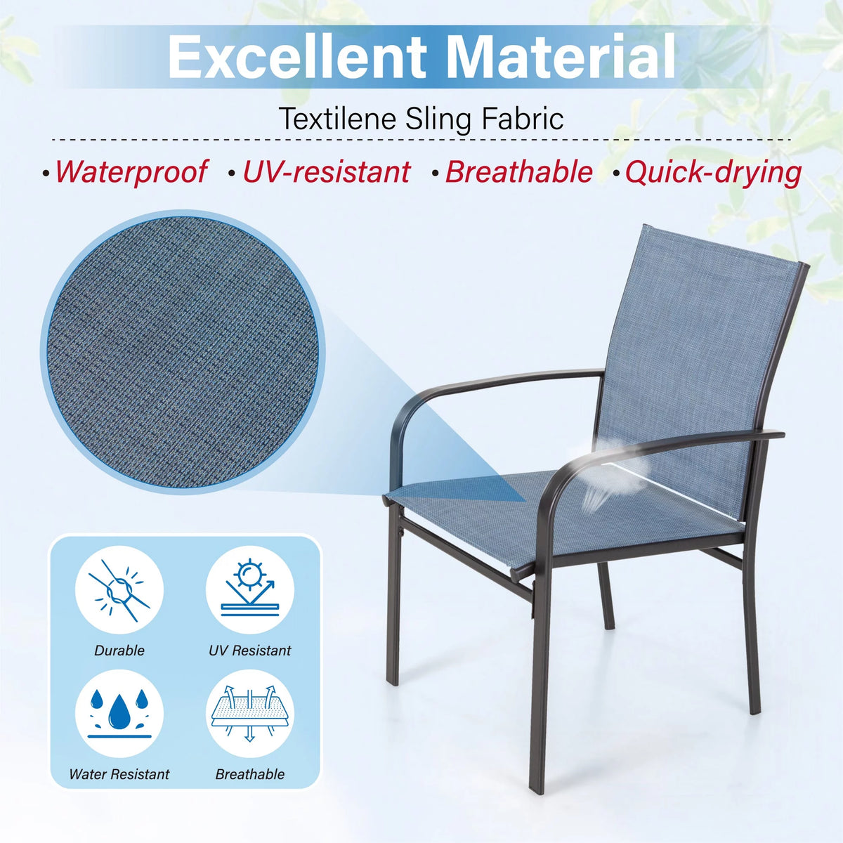 7 Piece Patio Dining Set with Blue Textilene Chairs and Rectangular Table L184