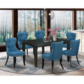 Linen Fabric Mineral Blue 6 Pc Kitchen Table Set V199605
