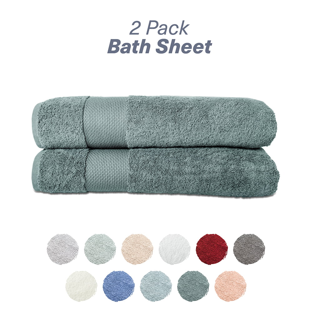 Bath Sheets Set of 2 Cotton Dark Green R1694