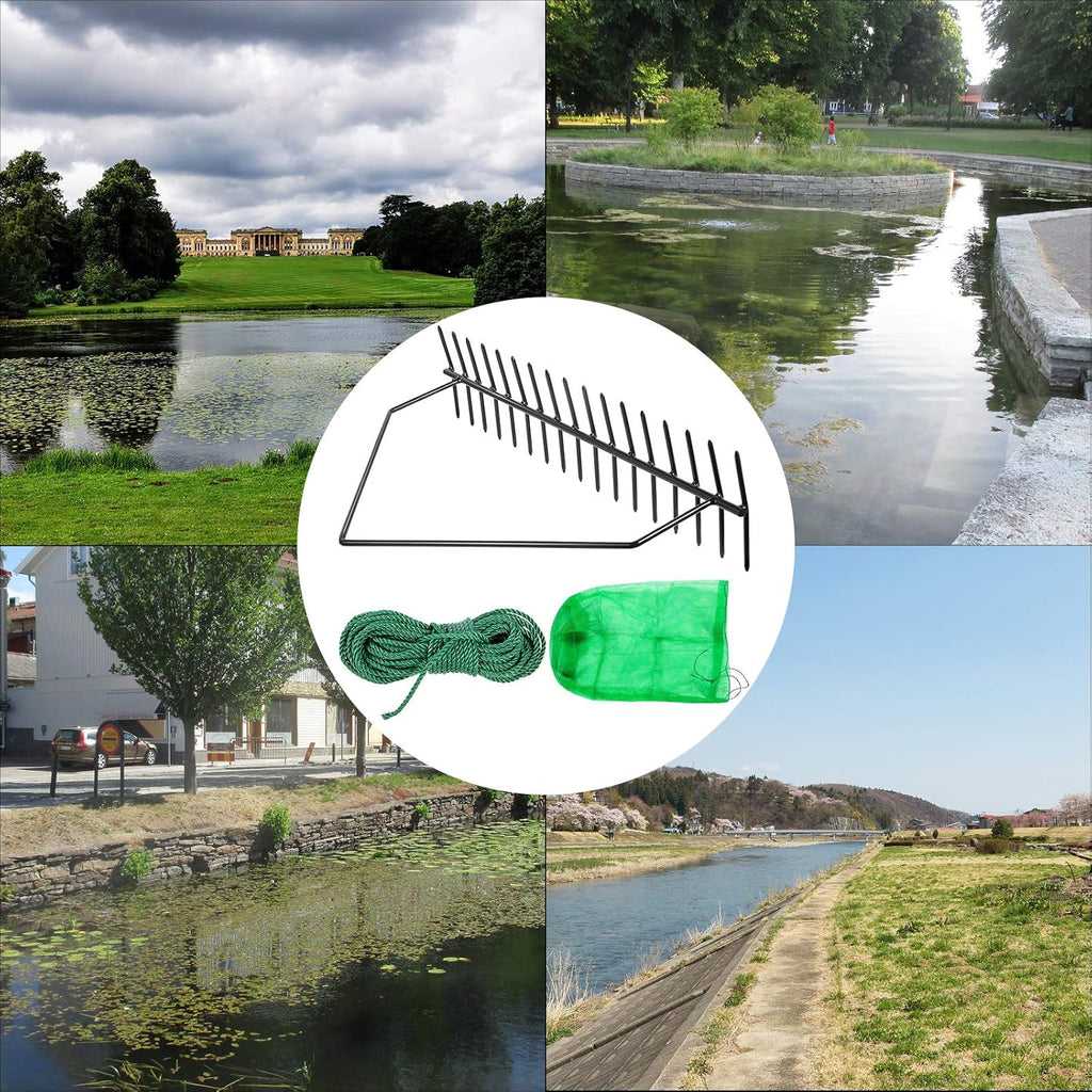 32 Inch Double Sided Aquatic Weed Rake with 66ft Rope L649420