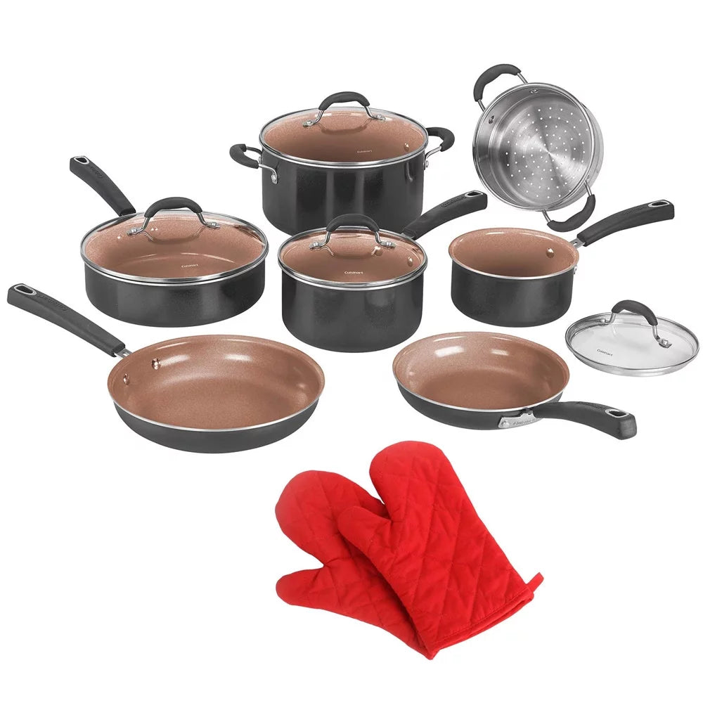 11 Pc Non Stick Cookware Set with Oven Mitt S751