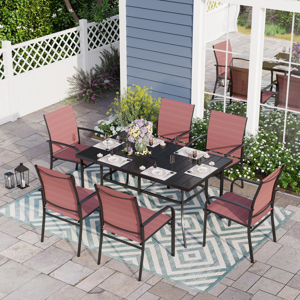 7 Piece Patio Dining Set with Blue Textilene Chairs and Rectangular Table L184