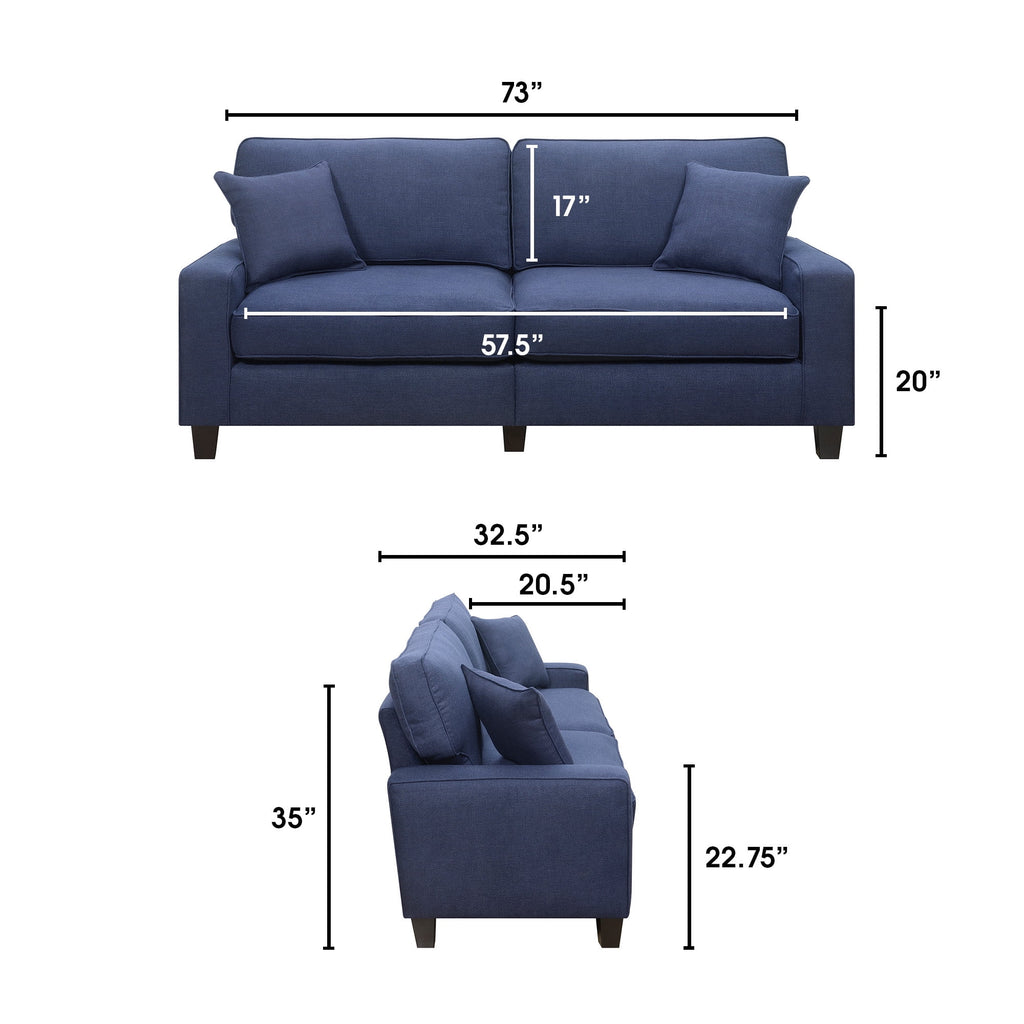 Navy Blue Fabric Sofa X431