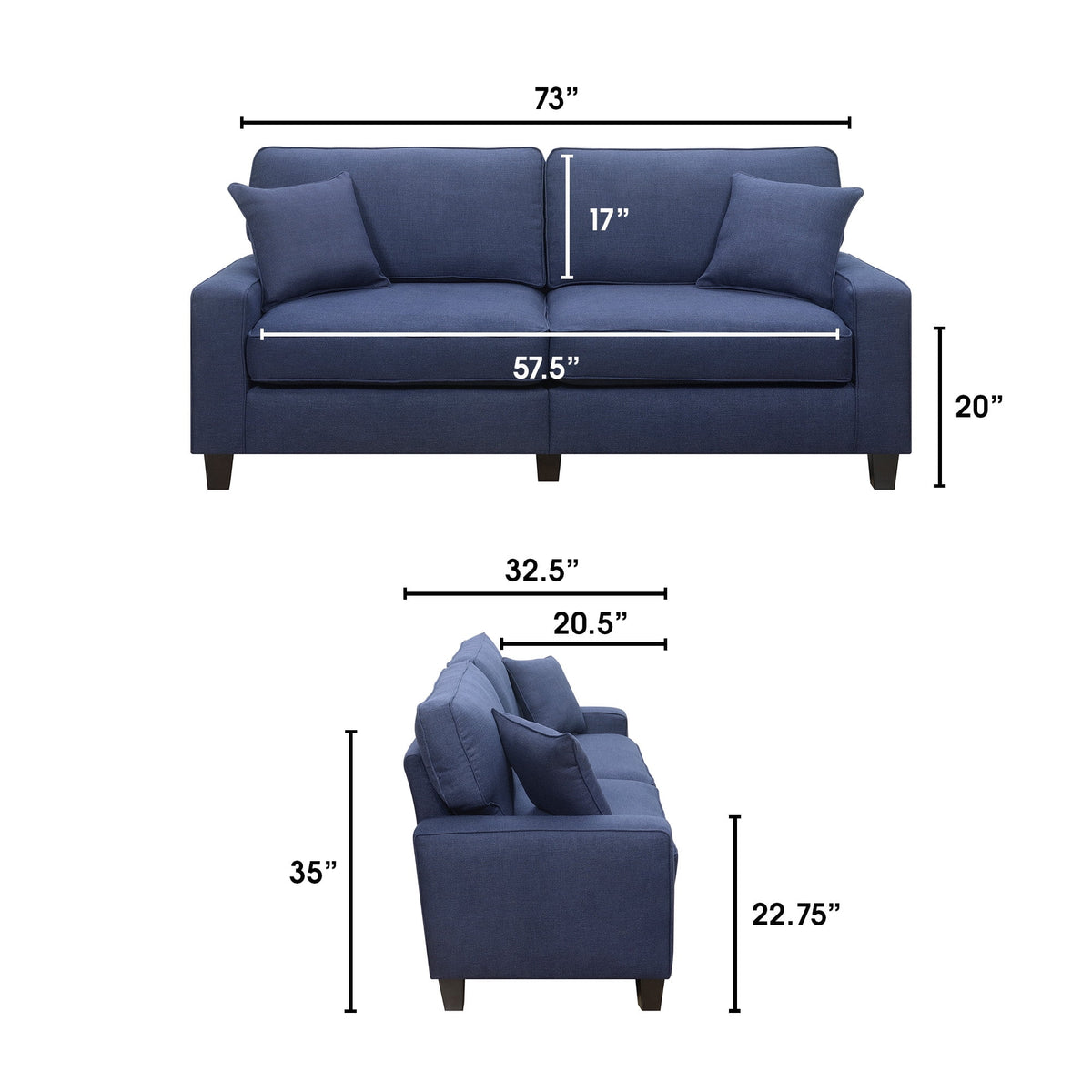 Navy Blue Fabric Sofa X431