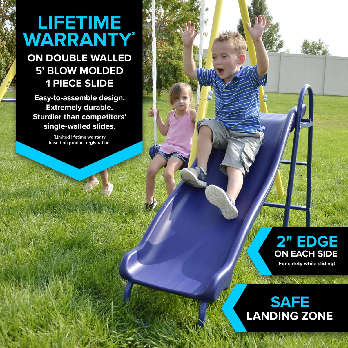 Metal Swing Set with 2 Swings and Slide M838303