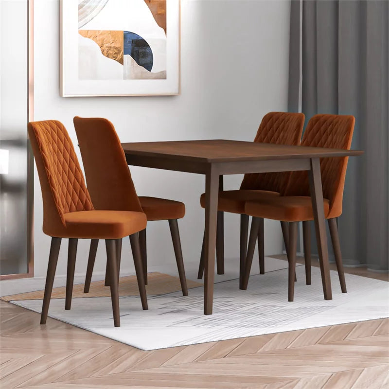 Solid Wood Walnut Dining Table and 4 Chair Set L277229