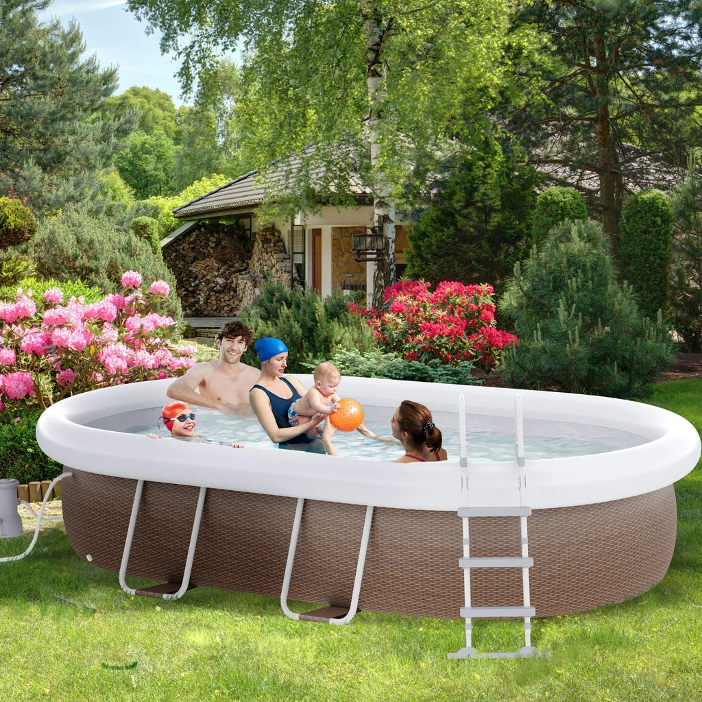 Brown Semi-Inflatable Frame Swimming Pool T2143