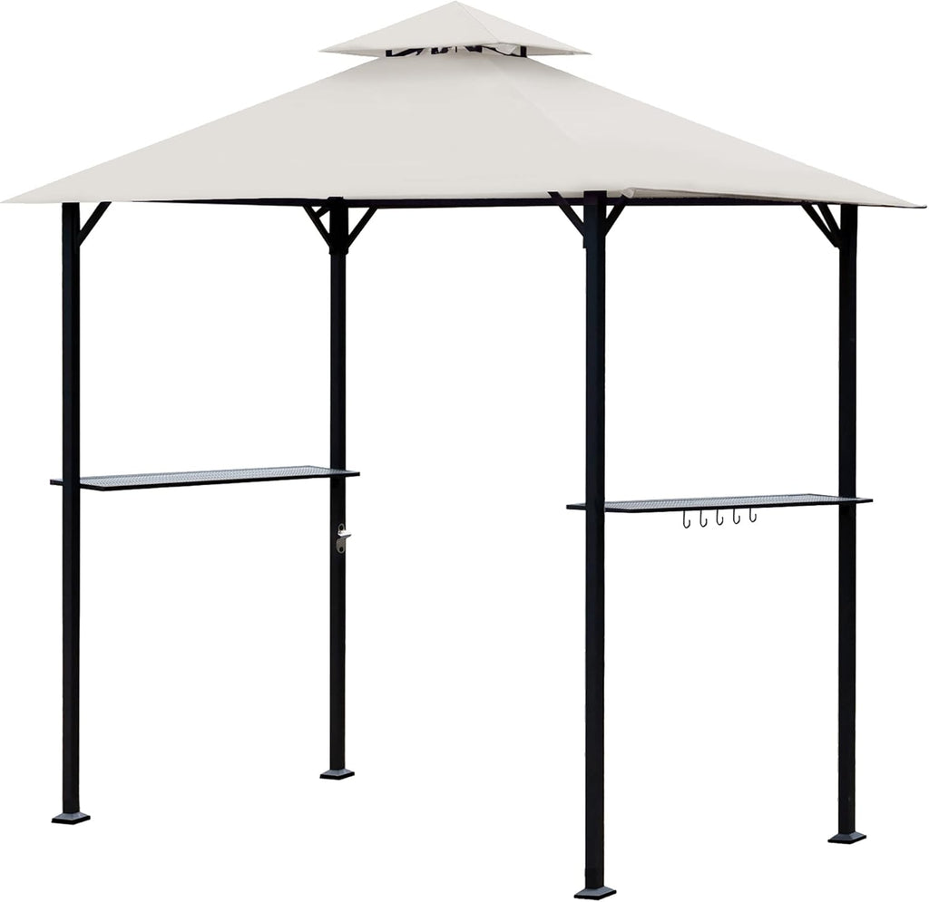 8 x 5 Ft Grill Gazebo with Steel Shelves and LED Lights W8909