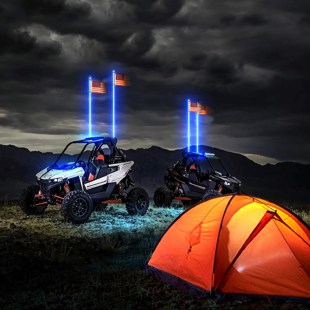 LED Whip Lights with Bluetooth and Flag Pole, 366+ Lighting Modes RGB, 2pcs 3ft W717345