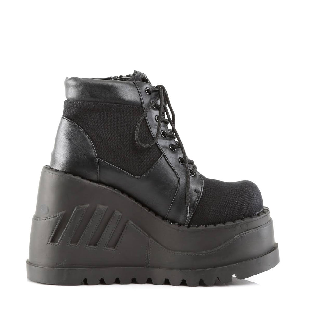 Black Canvas Vegan Leather Boots B353972