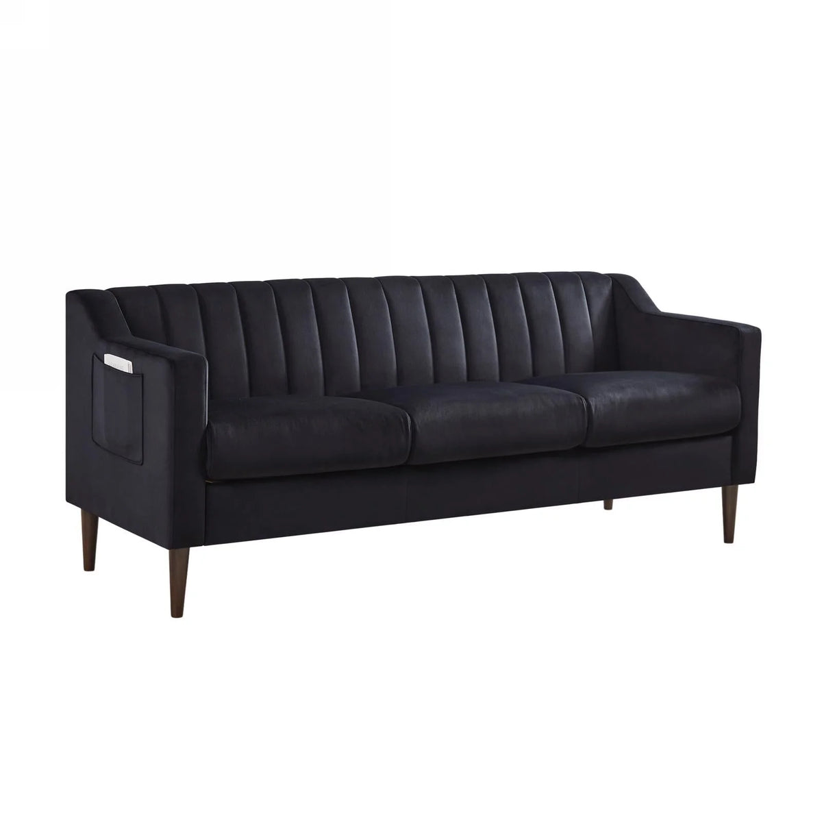 Velvet Upholstered Chesterfield Sofa with Wooden Legs S543265
