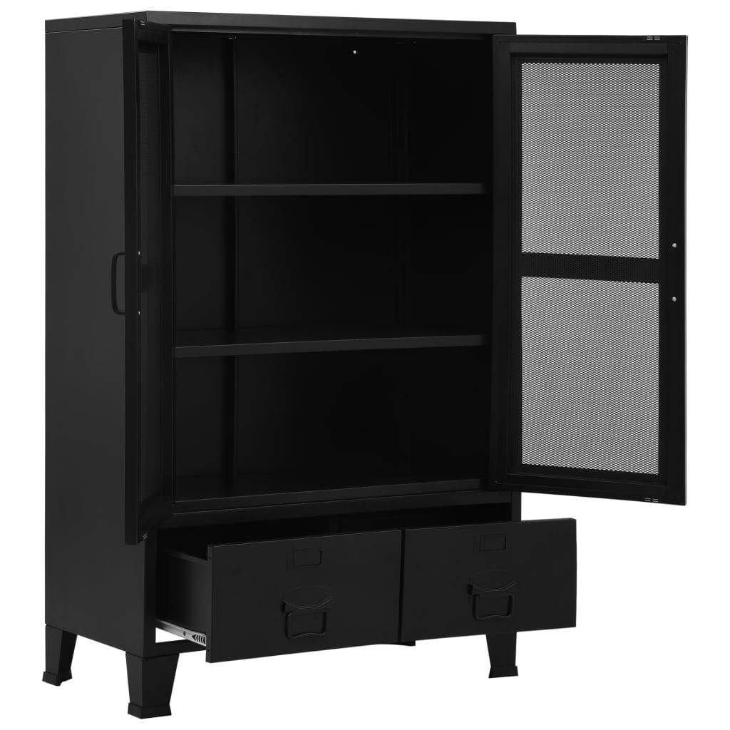 Black Steel Office Cabinet with Mesh Doors B323666