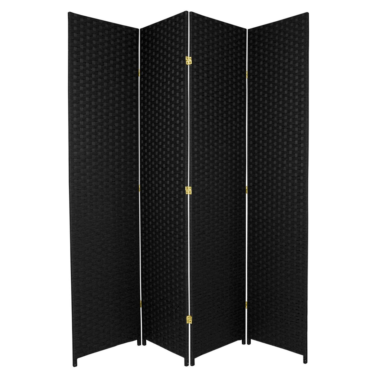Black 6 Panel Woven Fiber Room Divider M6949