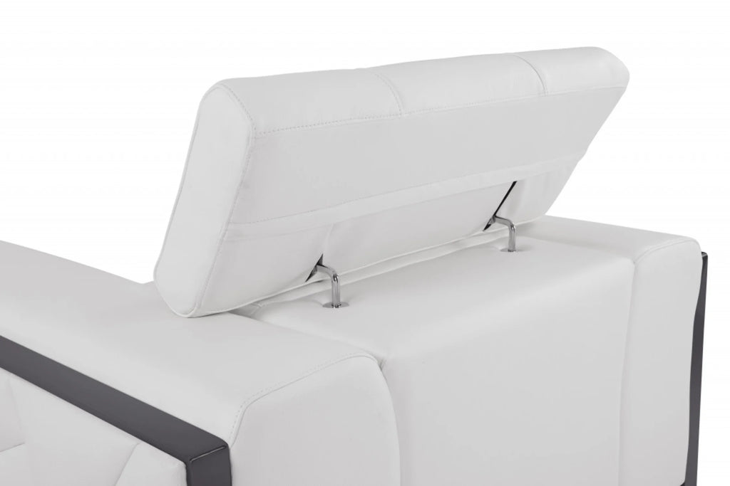 Winter White Leather & Chrome Accent Chair E88504