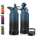 32 oz Insulated Stainless Steel Water Bottle with Straw and 3 Lids Z2874