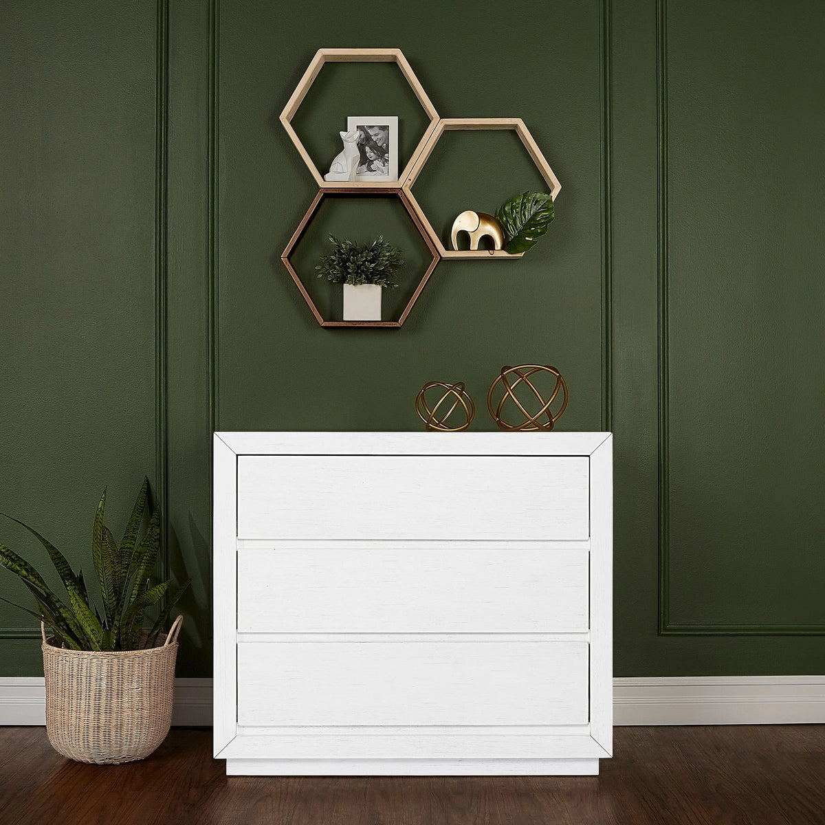 3 Drawer Chest Weathered White O343