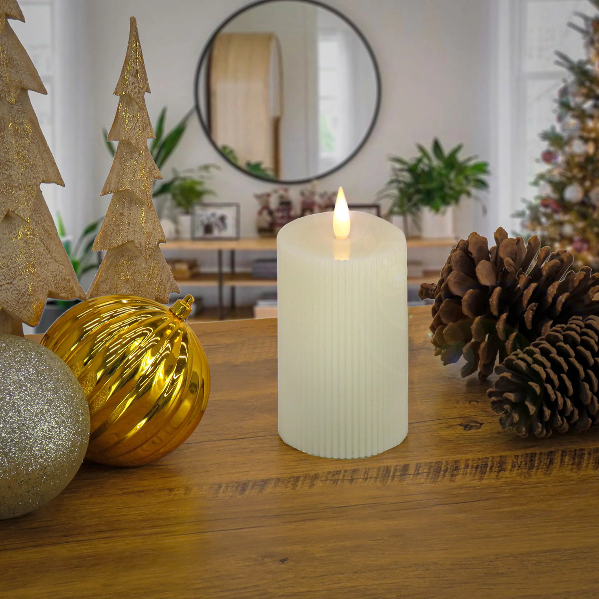 Ivory Warm White LED Flameless Candle with Remote D92537