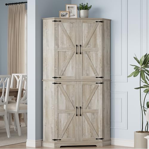 72" 6-Tier Corner Pantry Cabinet with Adjustable Shelves I703395
