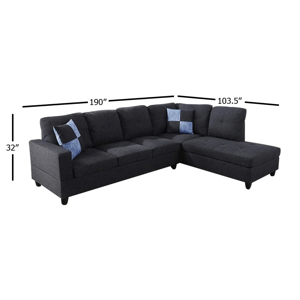 Gray Striped Right Chaise Sectional I77019