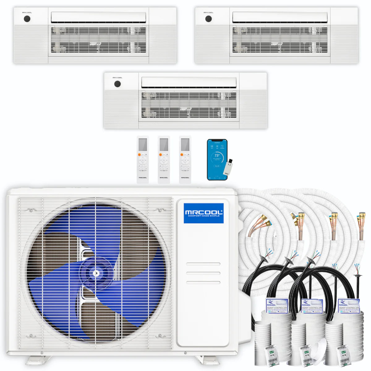 30,000 BTU 3 Zone Ceiling Cassette Ductless Air Conditioner and Heat Pump O7836