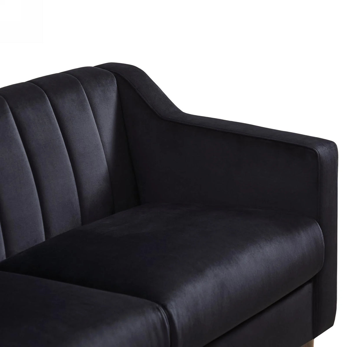 Velvet Upholstered Chesterfield Sofa with Wooden Legs S543265