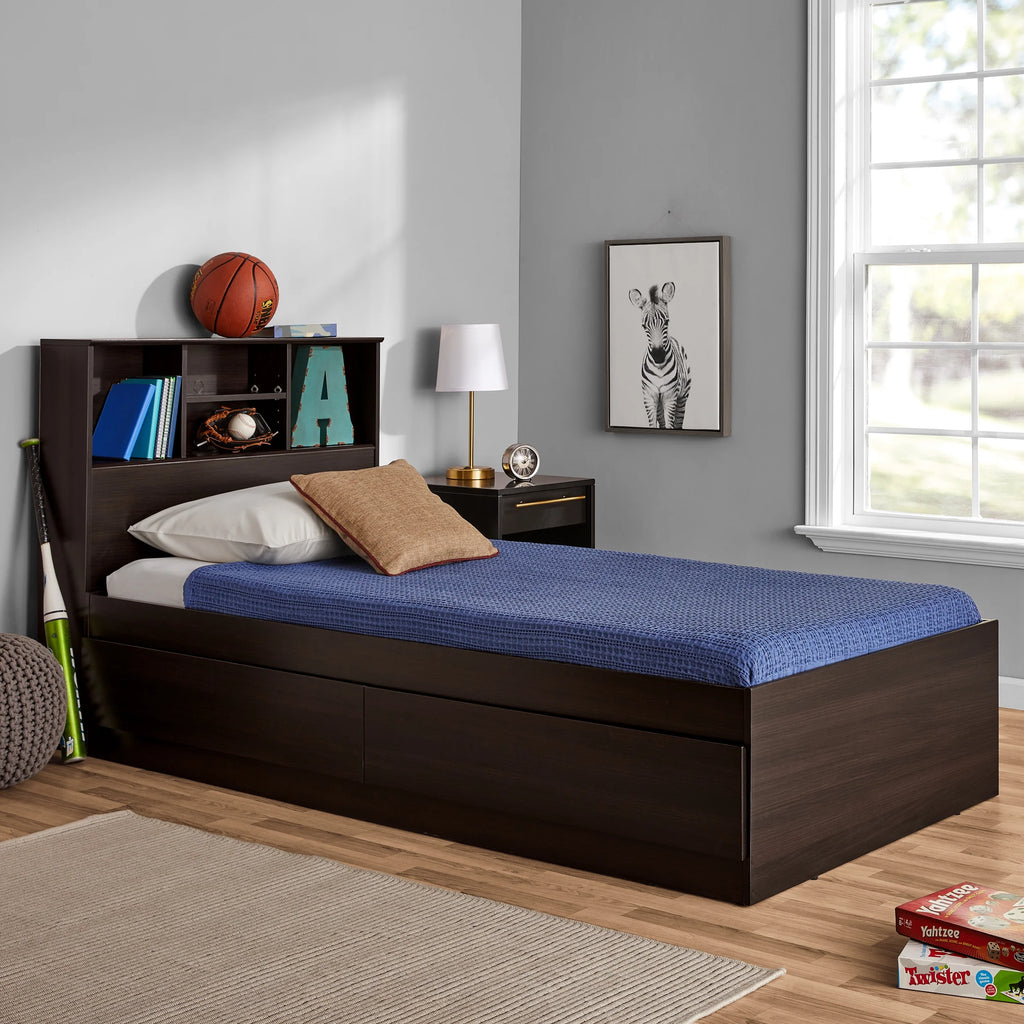 Twin Storage Bed with Bookcase Headboard Y65420