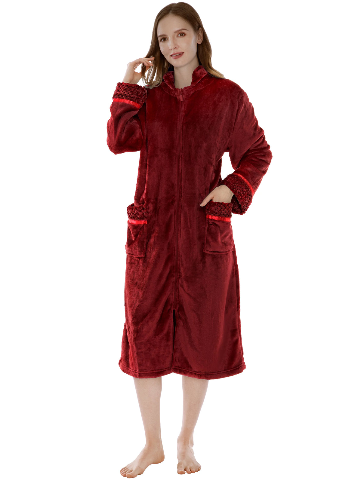 Fleece Zip Up Front Robe U63965
