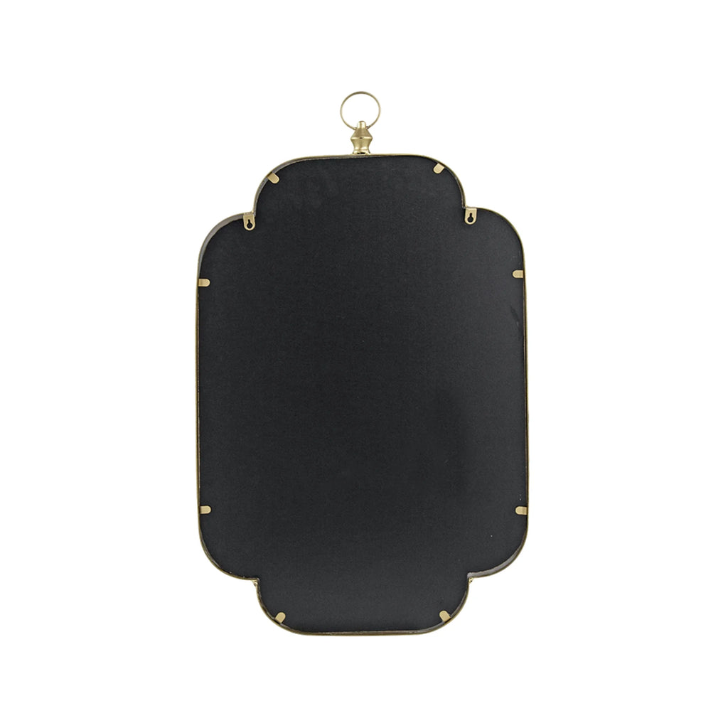 Gold Curved Notched Edges Wall Mirror with Ring - 36" A523499