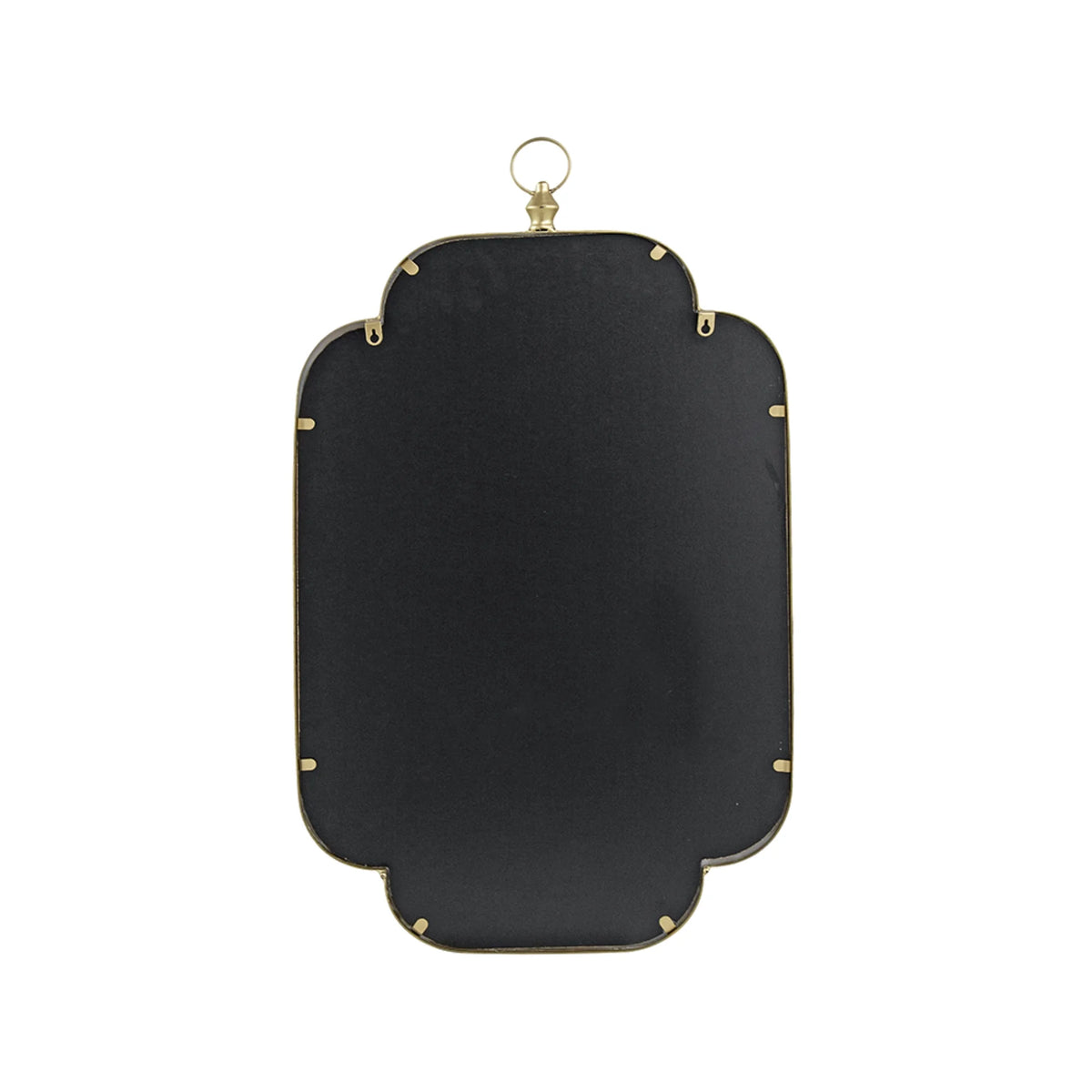 Gold Curved Notched Edges Wall Mirror with Ring - 36" A523499