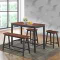 4 Pcs Solid Wood Counter Height Dining Table Set Brown E2585